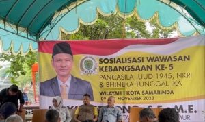 Ketua komisi I DPRD Kaltim Nidya Listiyono saat melaksanakan Sosialisasi Kebangsaan di Kota Samarinda.
