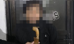Pelaku pengancaman yang membawa badik di Kota Balikpapan (dok: Polda Kaltim)