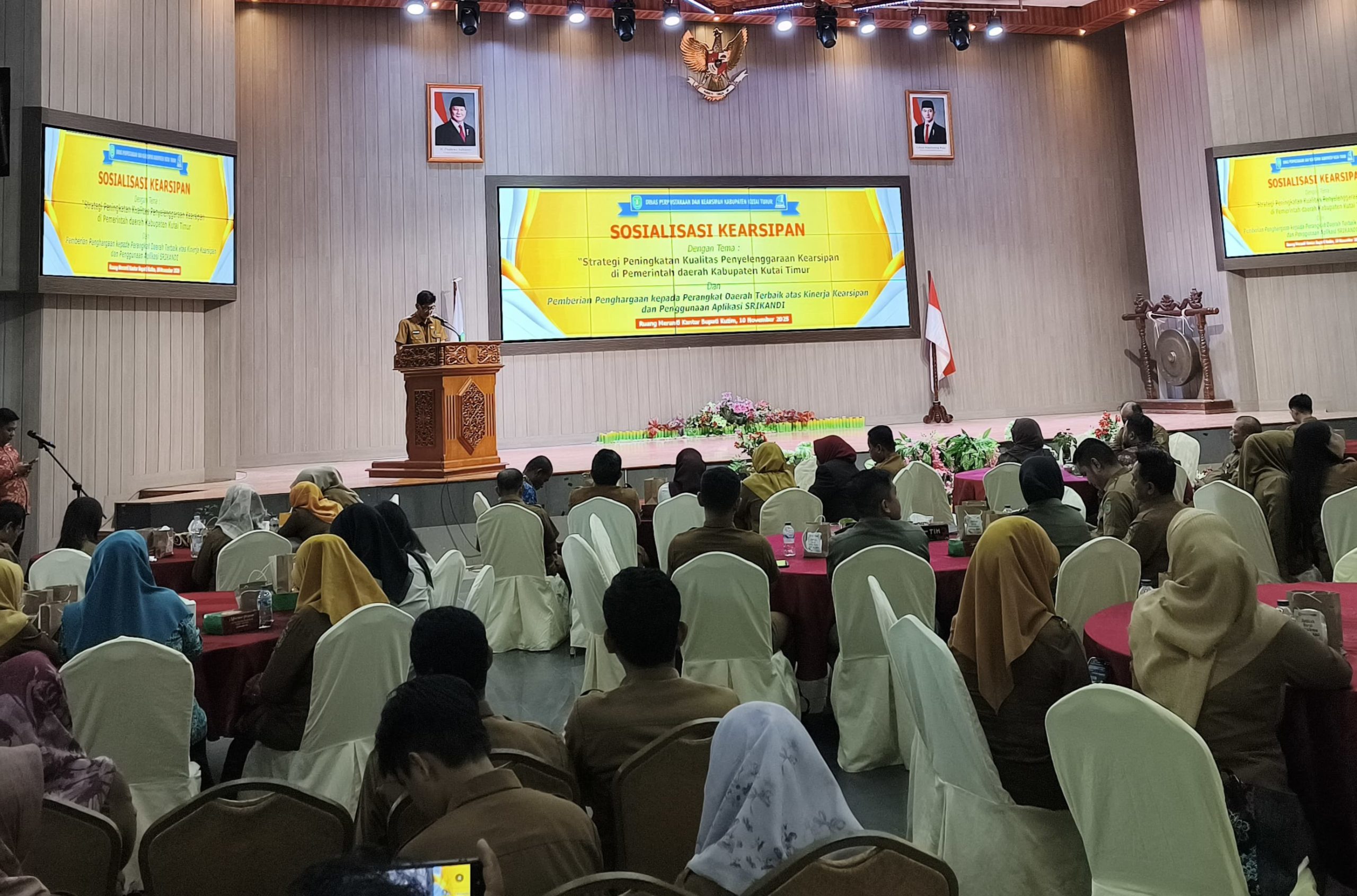 Sosialisasi Kearsipan Dispusip Kutim yang digelar di Ruang Meranti, Sekretariat Kabupaten Kutim, Senin 10 November 2025