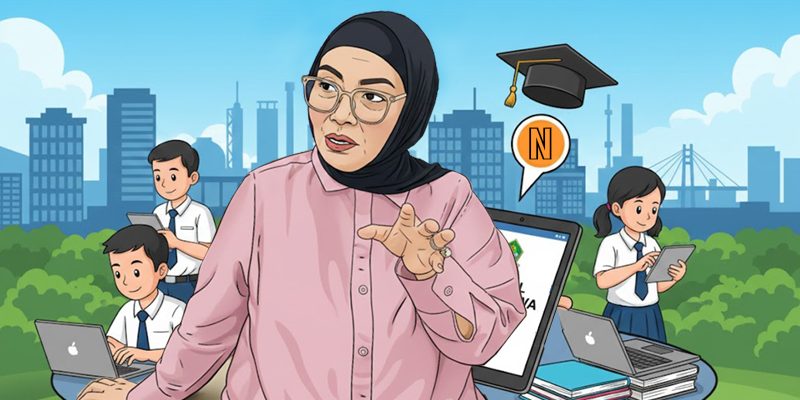 Ilustrasi : Wali Kota Bontang, Dr. dr. Hj Neni Moerniaeni, Sp.OG. dan e-beasiswa (AI)