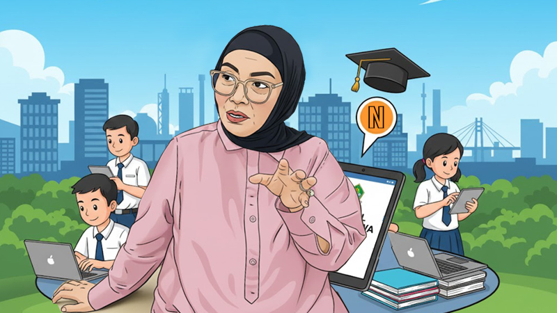 Ilustrasi : Wali Kota Bontang, Dr. dr. Hj Neni Moerniaeni, Sp.OG. dan e-beasiswa (AI)