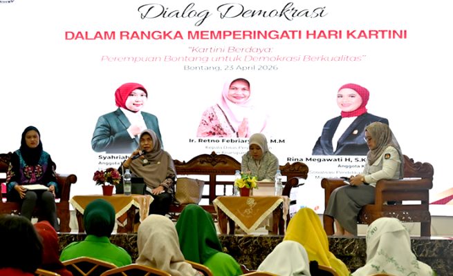 Kegiatan Dialog Demokrasi bertema “Kartini Berdaya: Perempuan Bontang untuk Demokrasi Berkualitas”, Kamis (23/4/2026) di Aula Auditorium 3 Dimensi Kota Bontang.