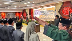 Wali Kota melantik sejumlah pejabat di Auditorium 3D, Jalan Awang Long, Selasa (21/4/2026)